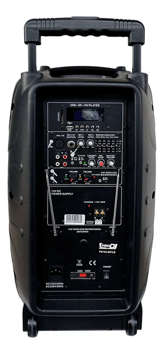Pro Dj Ps12amp3b Parlante Recargable 12 Pulgadas Usb/bluetoo Negro