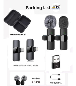 Micrófono Inalámbrico de Solapa Con Caja Original K9Pro JuandaColombia Color Negro