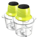 Combo de 2 Picadoras Eléctricas 300W con 4 Cuchillas de Acero Inoxidable, Capacidad de 1.5L para Carnes, Verduras y Frutas, Color Verde, Chef Master.