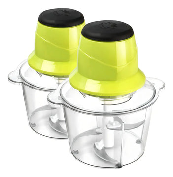 Combo de 2 Picadoras Eléctricas 300W con 4 Cuchillas de Acero Inoxidable, Capacidad de 1.5L para Carnes, Verduras y Frutas, Color Verde, Chef Master.