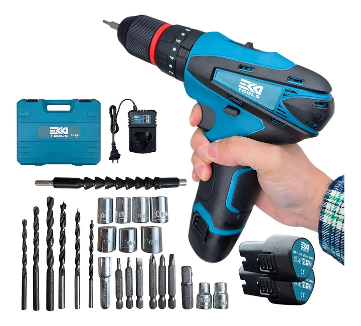 Taladro Inalambrico 18v Percutor Brocas 2 Baterias Oferta Azul Acero 50hz/60hz