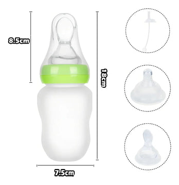 Tetero Biberón Contenedor Botella Cuchara Pitillo Chupo Silicona Grado Alimenticio Puré Compota Leche Jugo Agua Sin Ftalatos 180ml Infantíl Versatil Fácil Manipulación Resistente Alta Temperatura