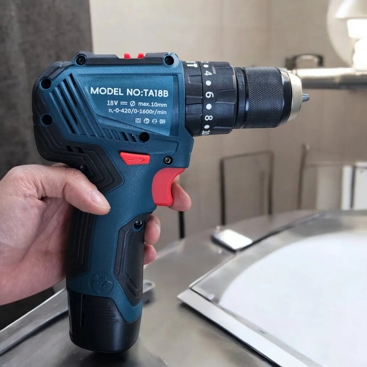 Taladro Percutor Inalámbrico 18v De 10mm Brushless 2 Batería - Azul Marino - 50hz/60hz