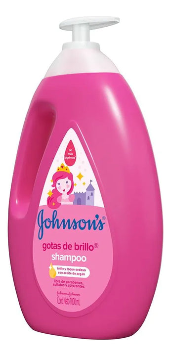 Shampoo Johnson's shampoo infantil Gotas de Brillo de aceite de argán en dosificador de 1000L por 1 unidad