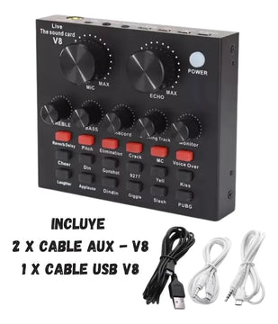 Interfaz de audio Live Sound Card V8 negra