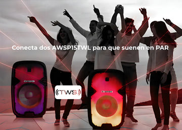 Cabina Aiwa AWSP15TWL Bluetooth Radio Fm Microfono Tripode Color Negro
