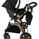 Coche de paseo Happy Baby Alizze travel system negro con chasis color dorado