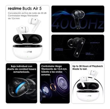 Audifonos Bluetooth Realme Buds Air 5 Earbuds Blanco
