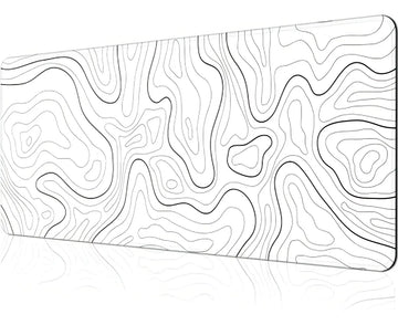 Gran Mouse Pad Gaming Xl Mapa Topográfico Blanco 31.5x11.8 I