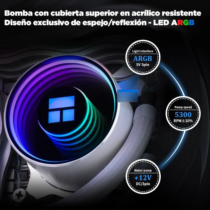 Enfriamiento Liquido Pc Cpu 240 Mm Argb Lga 1700 Am5 Blanco