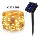Luz Led Navideña Recargable Con Panel Solar 200 Leds Imperme Amarillo