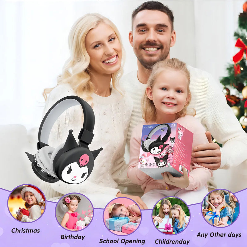 Audífonos Diadema Diferentes Personajes Bluetooth Ajustables Color Kuromi Negro