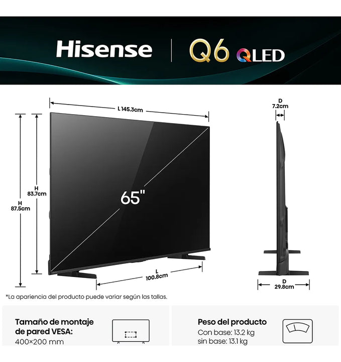Televisor Hisense Smart 65 Qled 65q6qv