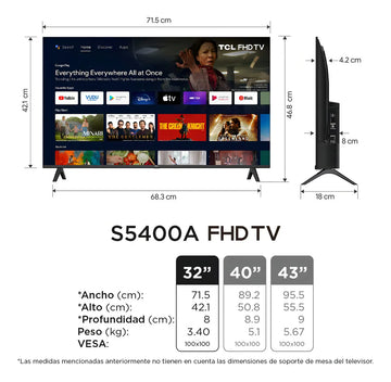 Televisor TCL 32 S5400AF FHD - Smart TV Google