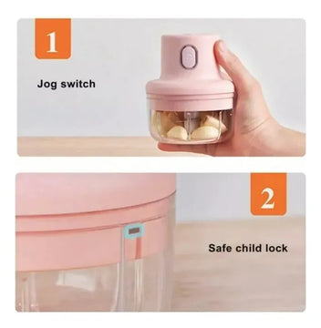 Picador Eléctrico Recargable 250ml Cortador De Verduras Rosa
