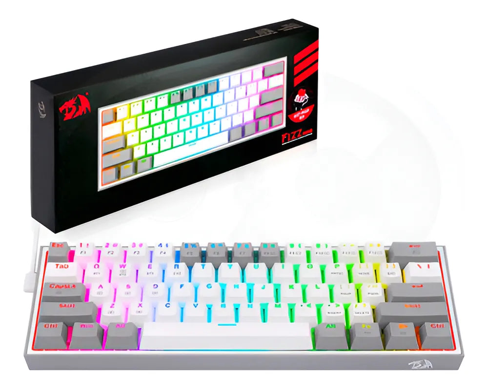 Teclado Wireless Redragon Fizz Pro Rgb 60% White/grey Sw Red Idioma Español Color Del Teclado Blanco/gris