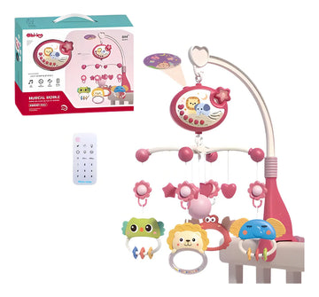 Móvil Musical Cuna Bebe Con Proyector Y Rotación 360° Rosa Nina