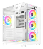Chasis Gamer Iceberg Crystal Cube S 6 Fans Argb Atx Blanco