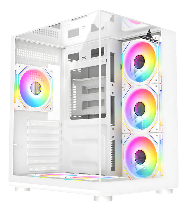 Chasis Gamer Iceberg Crystal Cube S 6 Fans Argb Atx Blanco