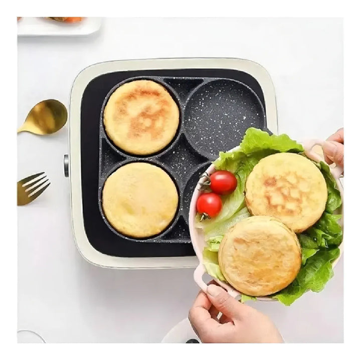 Sarten Antiadherente En Ceramica 4 Puestos En 1 Color Gris oscuro