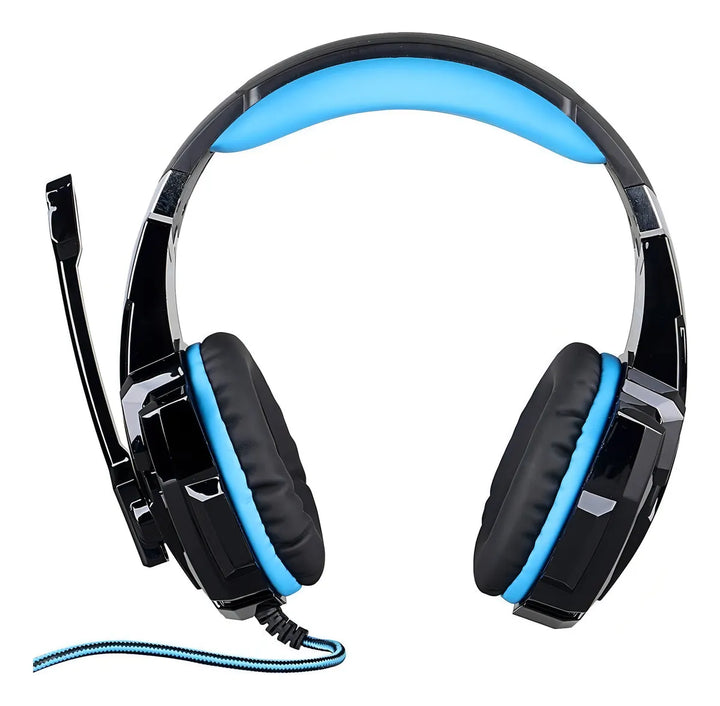 Audífonos gamer Kotion Each G9000 black y blue con luz azul LED