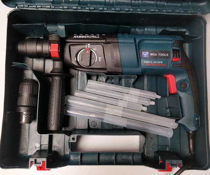 Taladro Rotomartillo Doble Mandril Incluye Brocas Y Estuche