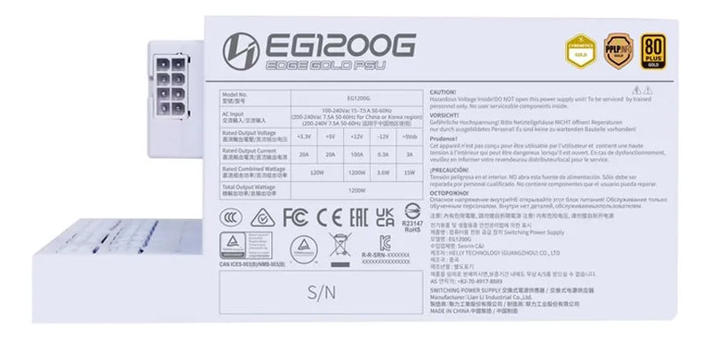 Fuente De Poder Lian Li 1200w Atx Edge Gold Blanco Modular