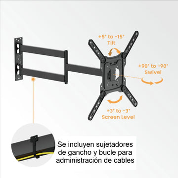 Soporte Tv Extra Largo 73cm Techgo Spb-443l, 23''»65''/35kg Negro