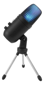 Micrófono USB para videojuegos Havit Gk51 Rgb cardioide negro para escritorio