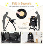 Silla Alta Plegable Ajustable Con Ruedas Para Bebés Negro