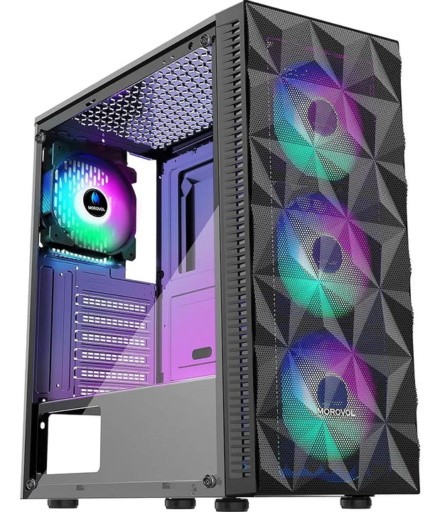 Caja De Pc Morovol Preinstalada 4 Ventiladores Rgb, Caja De