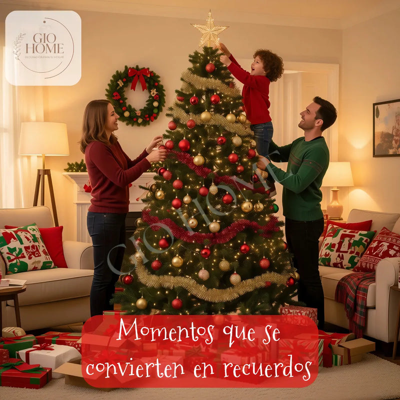 Arbol De Navidad Nevada 2.25m 1349 Puntas Gio Home Pino Navideño Look Natural Base Metalica Artificial Para Decoracion Con Bolas Adornos Extensiones Cintas Bombillos Botas Campanas Luces Estrella Noel