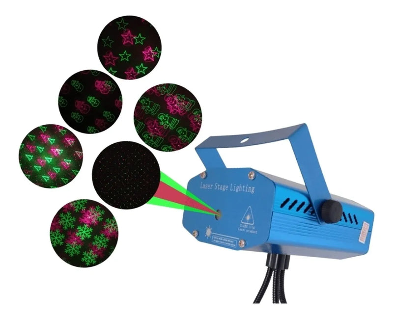 Proyector 6 Figuras Laser Verde Rojo Audioritmico Soporte Rojo/verde