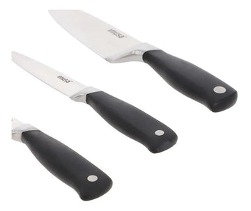 Set 3 Cuchillos Chef Multiusos Imusa 5861030379 Color Negro