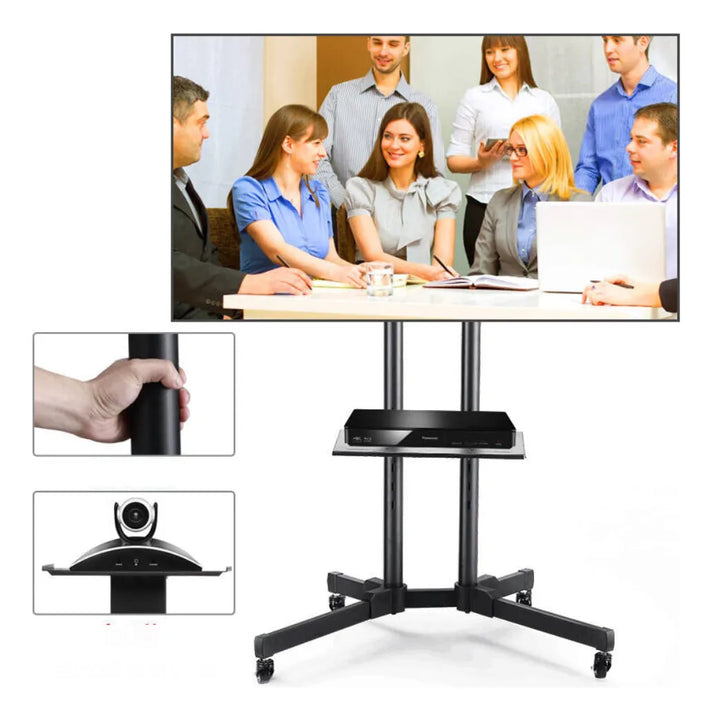 Soporte Tv Pedestal Móvil Con Ruedas Para Tv 32 A 70 Pulgada Negro