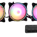 Kit De 3 Cooler Ventiladores Rgb 12cm Con Control Para Pc