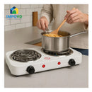 Fogon estufa electrica portatil 2 puestos 2000W cada puesto cocina blanca eficiente compacta duradera resistente facil limpieza rapida conexion uso hogar oficina comedor departamentos