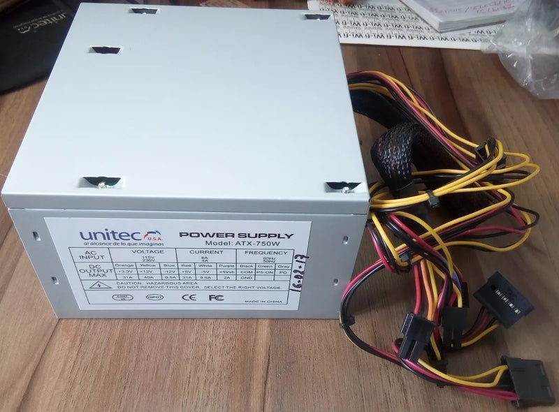 Fuente Poder Computador Torre Atx 750w Nominales Unitec