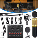 Micrófono Profesional Condensador+brazo+tarjeta Sonido V8 Dorado