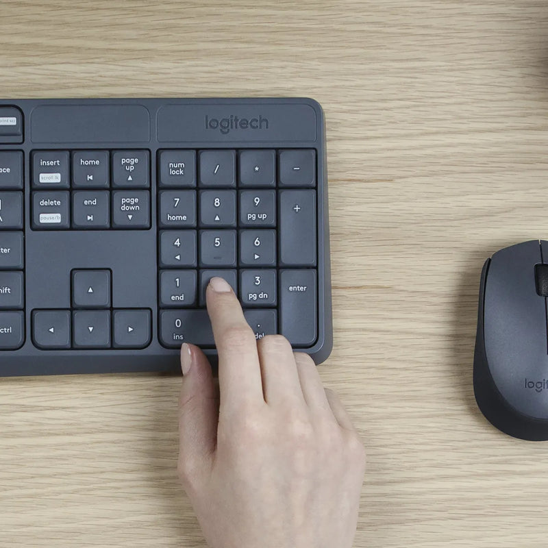 Combo Teclado Y Mouse Logitech Mk235 Inalámbrico Negro Negro Pizarra