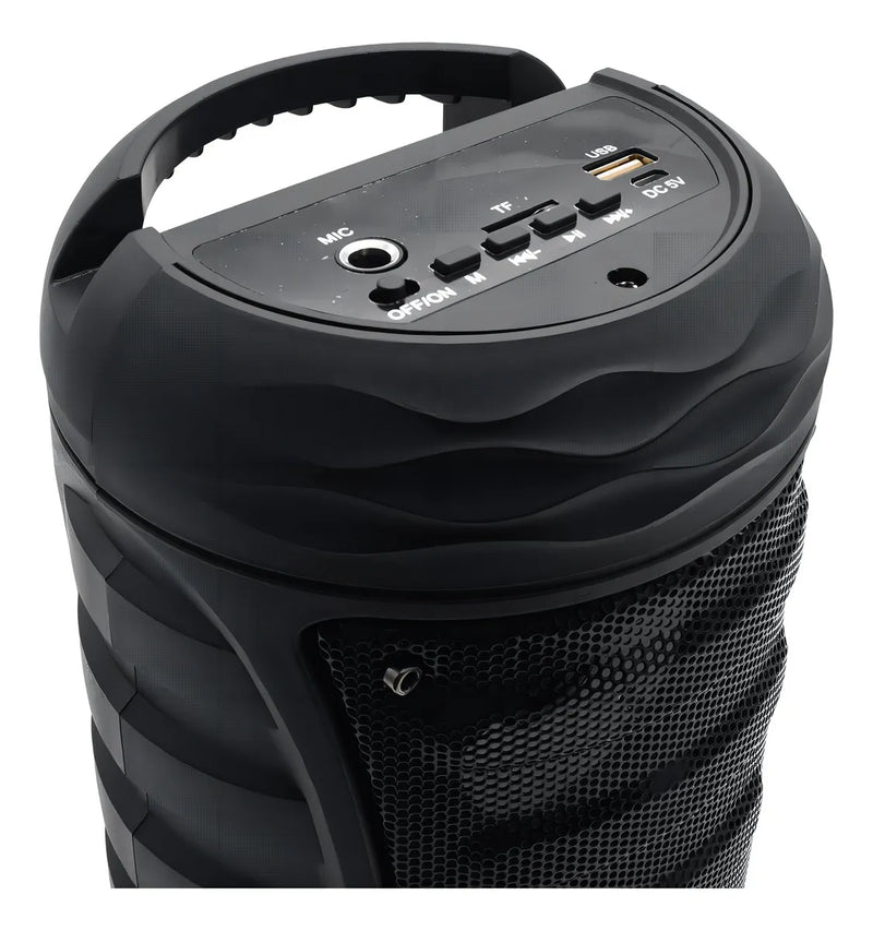 Parlante Recargable 15w Rms Con Micrófono Alámbrico Color Negro