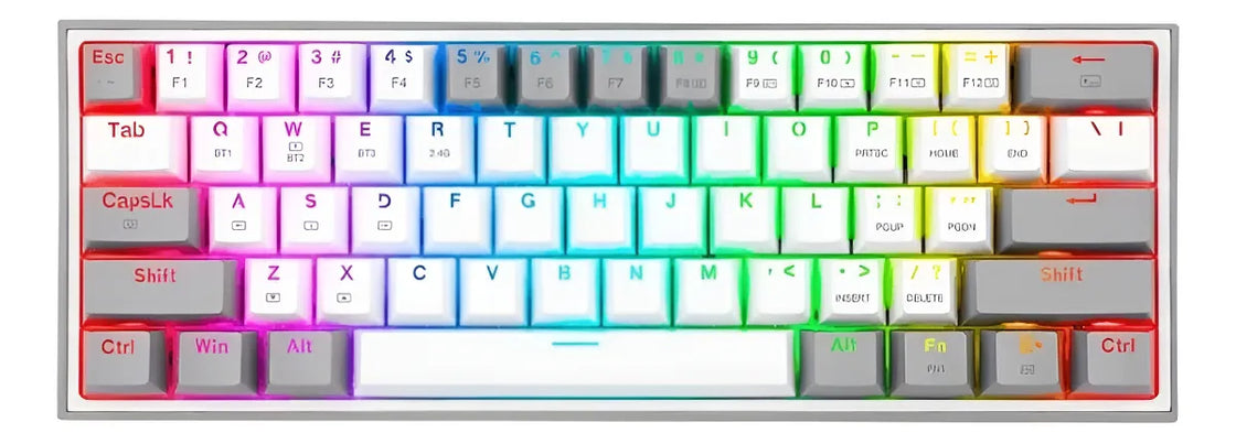 Teclado Wireless Redragon Fizz Pro Rgb 60% White/grey Sw Red Idioma Español Color Del Teclado Blanco/gris