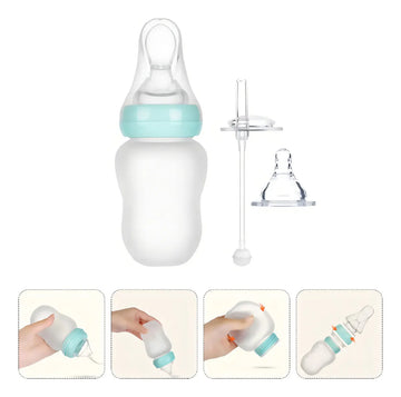 Tetero Biberón Contenedor Botella Cuchara Pitillo Chupo Silicona Grado Alimenticio Puré Compota Leche Jugo Agua Sin Ftalatos 180ml Infantíl Versatil Fácil Manipulación Resistente Alta Temperatura