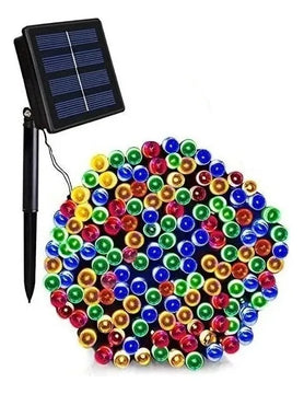 Luces Navideñas Solares Exterior 12metros 100 Leds Guirnalda Luces Multicolor