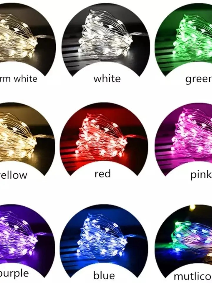 Alambre Micro 40 Led 2m Pilas Hilo Luz Hada Colores Supli Blanco, Rojo, Azul, Fucsia, Verde, Calido, Rosado, Multicolor, Verde/rojo