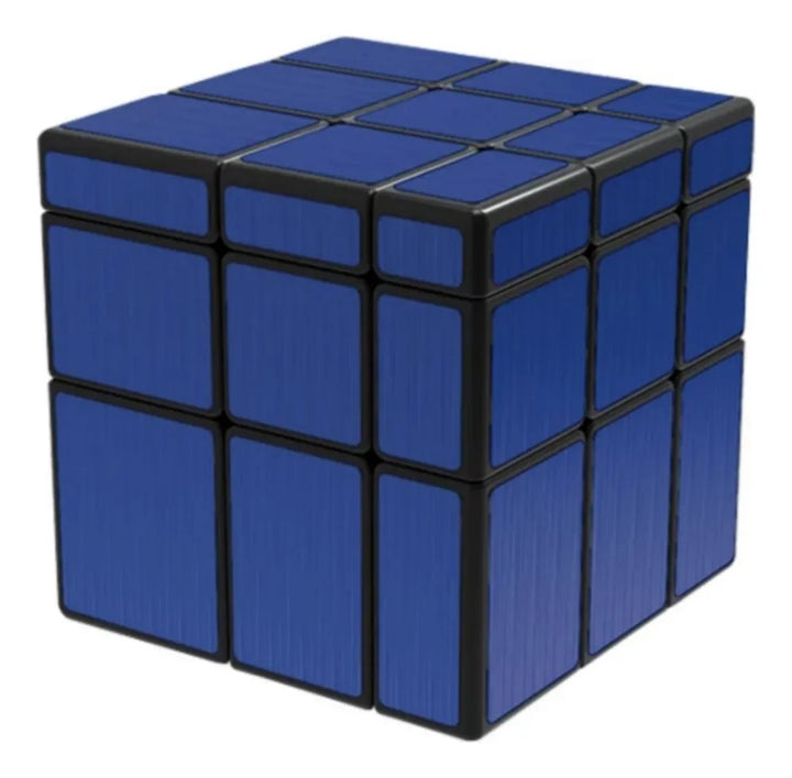 Cubo Rubik 3x3 Mirror Qiyi Espejo Azul Acero Cuerpo Negro 5.6cm