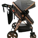 Coche de paseo Happy Baby Alizze travel system gris con chasis color dorado