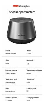 Altavoz Bluetooth Lenovo K3 Pro Sonido Envolvente Impermeabl Gris Oscuro