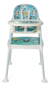 Silla Comer Bebe Multifuncional 3 En 1 Se Transforma Mesa Multicolor Azul Claro