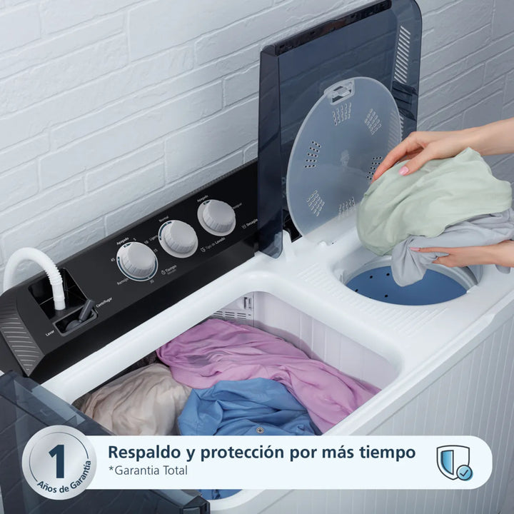 Lavadora Mabe Semiautomática Dos Tinas 16 Kg (35 Lb) Blanca Blanco